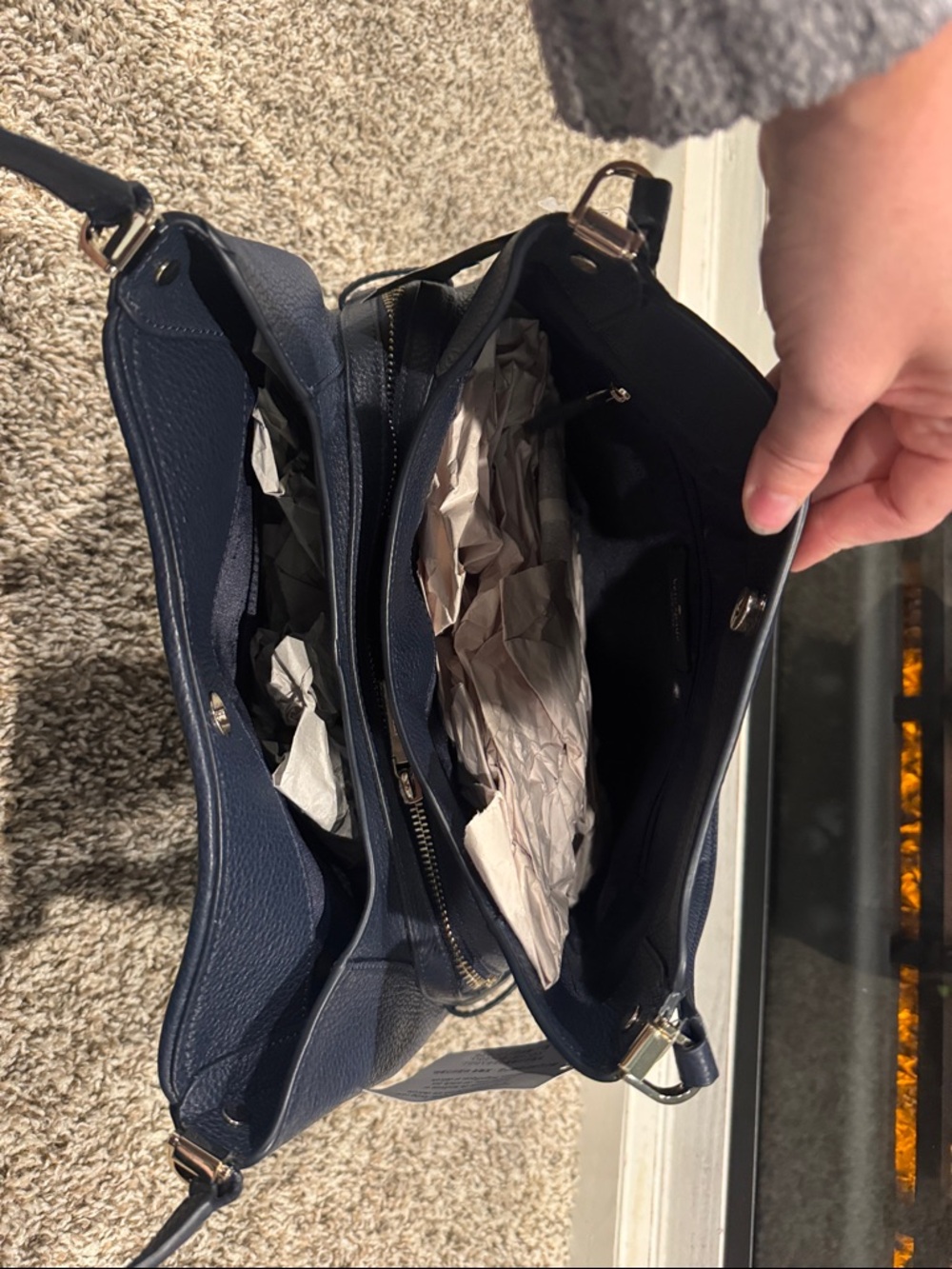 kate spade Navy and Light Blue Patchwork Leather Shoulder Bag - Picture 7 of 9